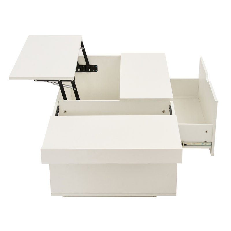 Lift Top Extendable Block Coffee Table with Storage