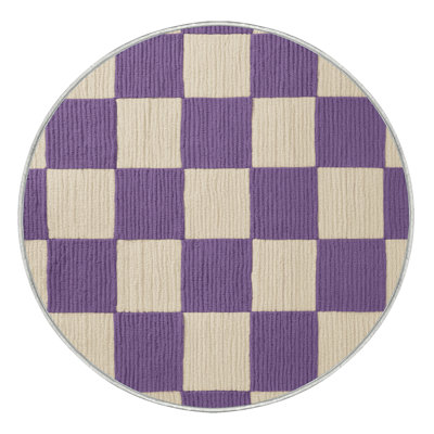 Machine Washable Checkered Beige Area Rug