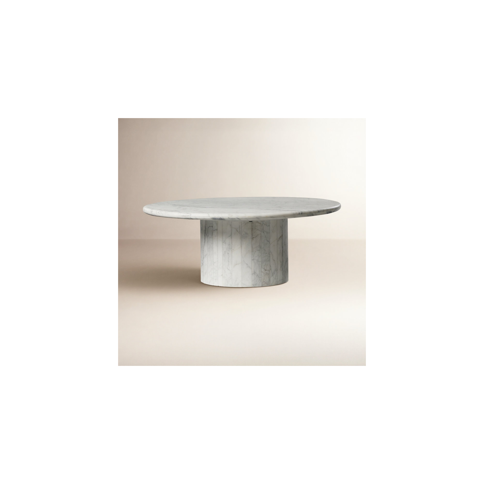Brennan Marble Coffee Table - Large-White Calacatta Marble, 15.5" H x 40.75" L x 34" W