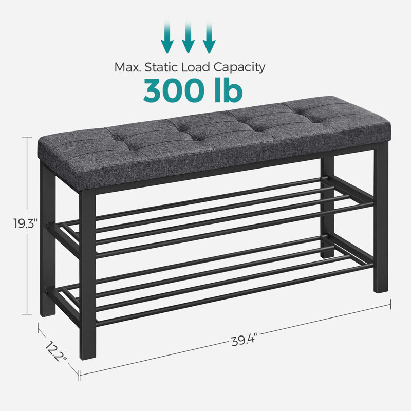 Shoe Storage Bench, Dark Gray/Ink Black