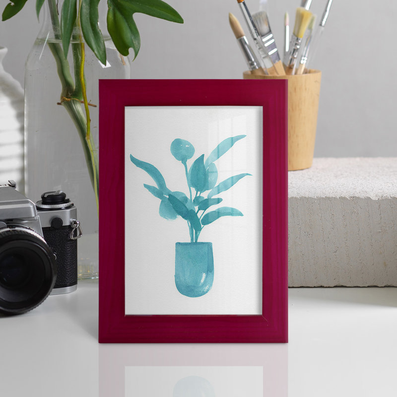 Watercolor House Plant VI - Impression encadrée avec verre, Cadre rouge, L 4 po x H 6 po x P 1 po