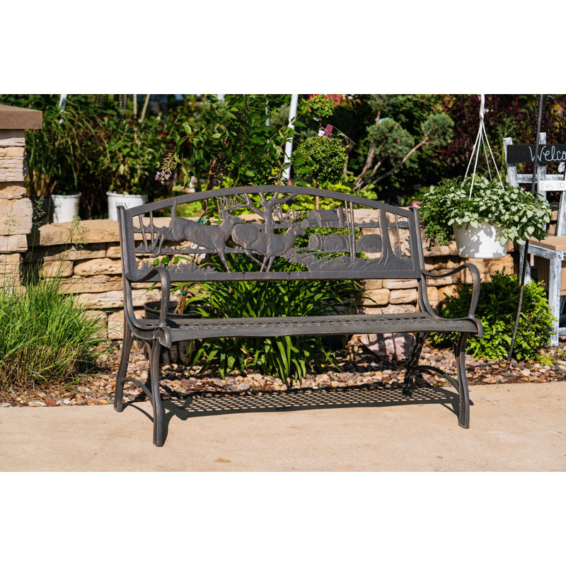 Hendry Running Whitetails Cast Iron Park Bench