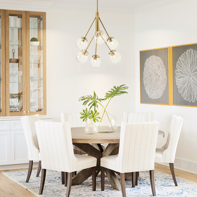 Luminaire suspendu lustre en verre 6 lumières