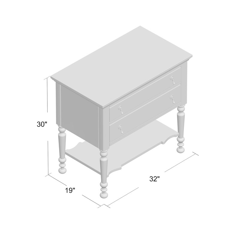 2 - Drawer Solid Wood Nightstand in Ebony