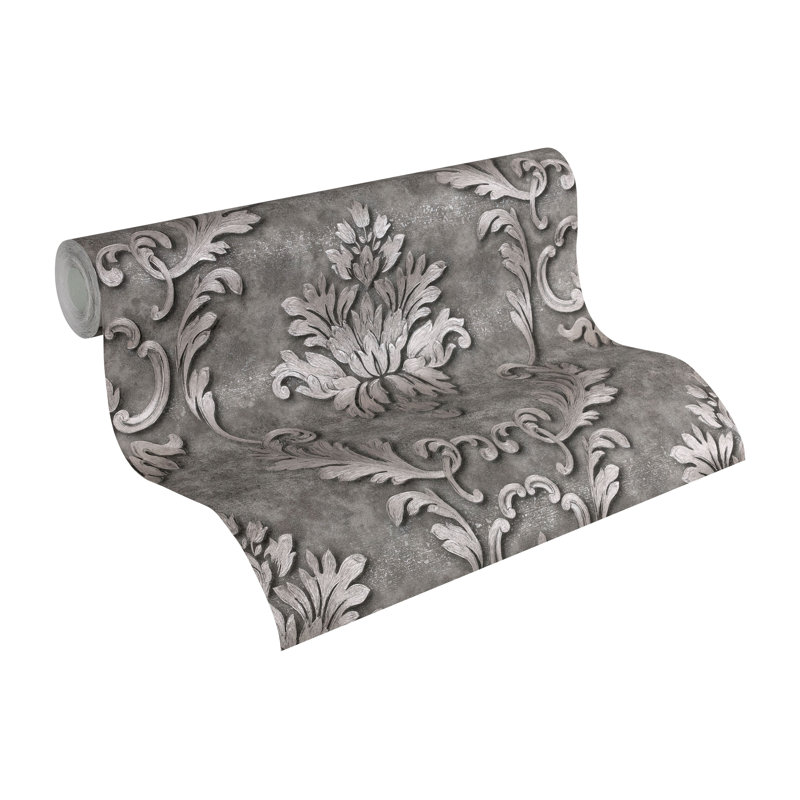 Shiey 10.05m x 53cm Matte Wallpaper Roll, Grey/Silver
