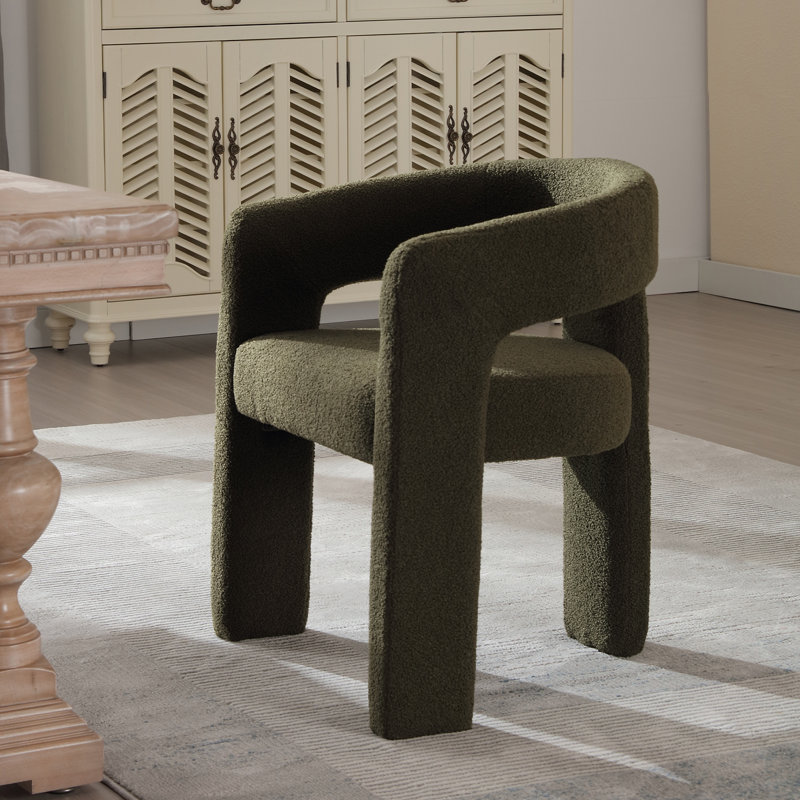 Chaise avec accoudoirs en fer Dalpat, Sherpa vert antique
