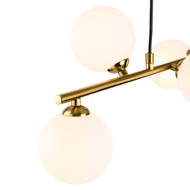 6 - Light Sputnik Pendant, Brushed Brass, White 
