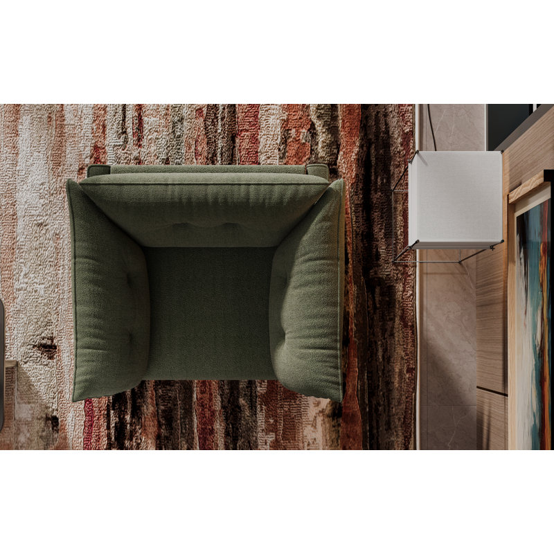 Fauteuil moderne surdimensionné en chenille, Chenille verte