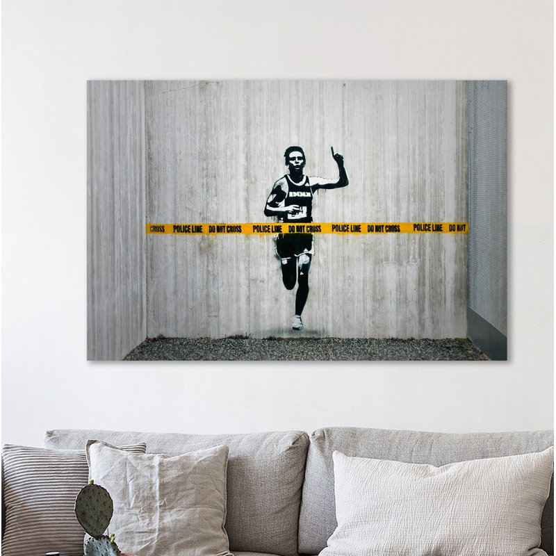 « la ligne de police, ne pas croix », reproduction d’impression sur toile tendue, H 12 po x l 18 po x P 1,5 po