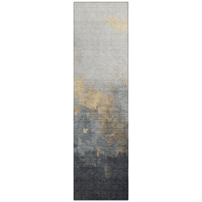 Machine Washable Indoor/Outdoor Xhevrie Gold Rug