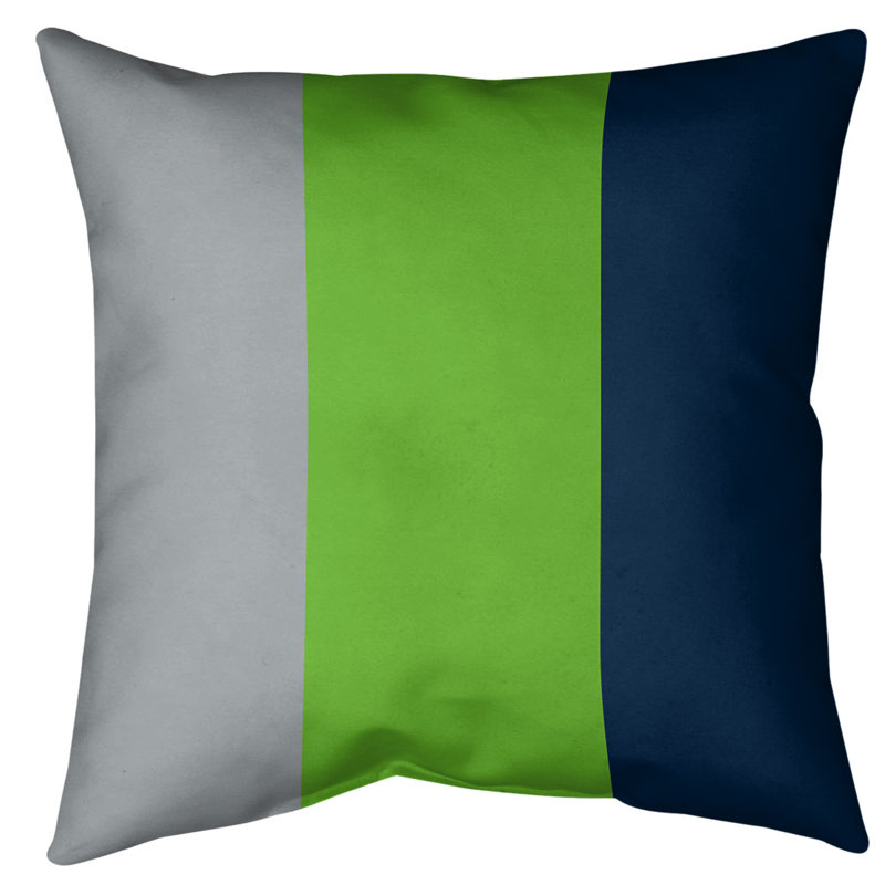 Housse de coussin , 14 po x 14 po, Côté gris / Milieu vert, Faux lin