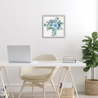 Pastel Blue Bouquet Foliage Framed Giclee, design by Carol Robinson