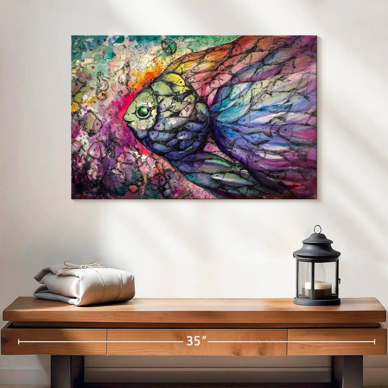 Abstract Rainbow Fish, 16" H x 24" W