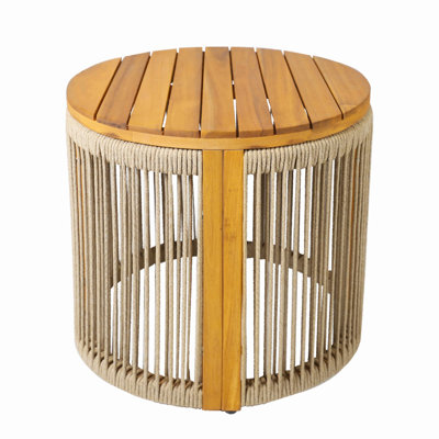 Elijah Acacia Wood Round Outdoor Side Table