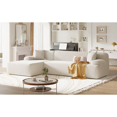 Ustyle Sectional Living Room Furniture. 2 Piece Assemble. Foam Filled Comfort. 27" Deep Spacious Seating. Upgraded Chenille Cover. 3, Beige. 111''W X 66.5''D 26.5''H Large Bedroom Seat. Match. High