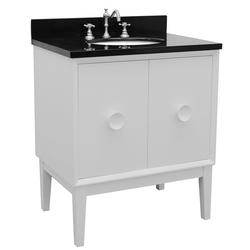 Crumley 31'' Single Bathroom Vanity with Top, White/Black Galaxy