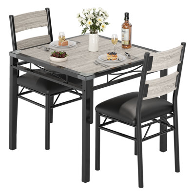 Dining Table Set with 2 Upholstered Chairs and Table