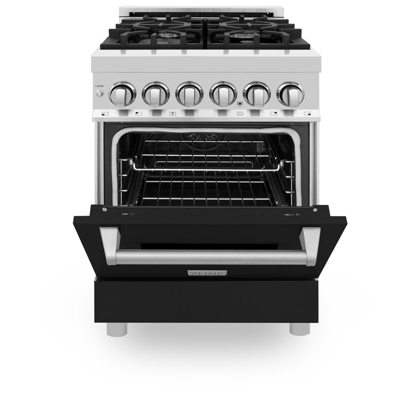 ZLINE 24" Legacy Dual Fuel Range w/ 4 Burner, Black Matte