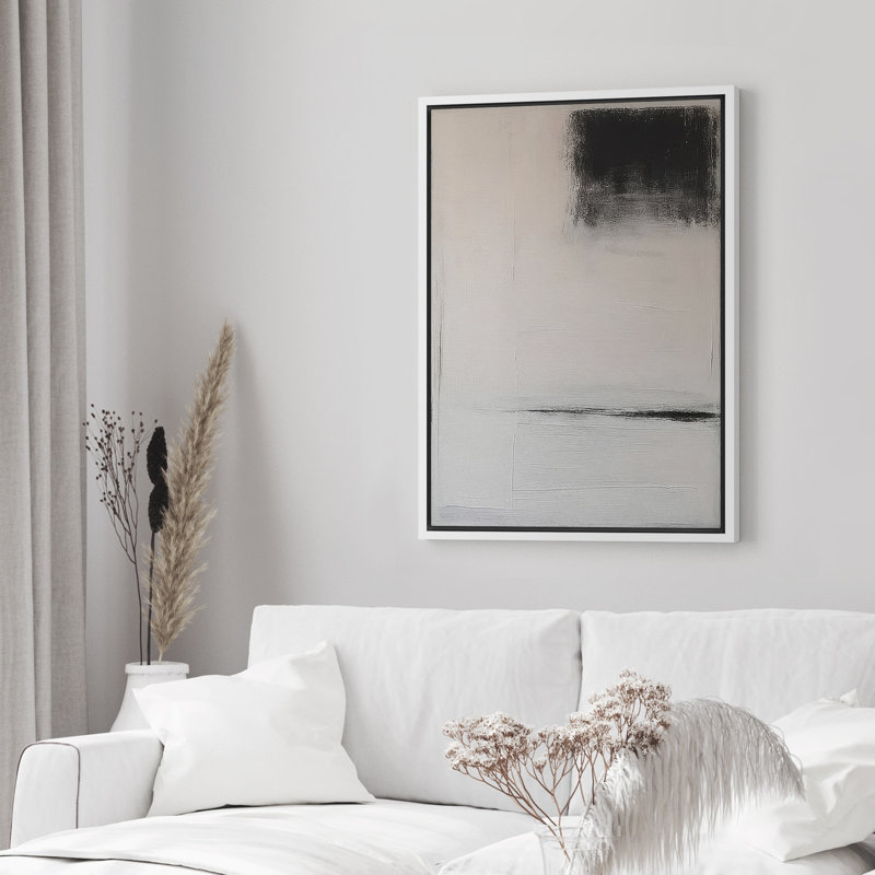 Reproduction d'art abstrait sur toile encadrée pour décoration intérieure moderne, H 36 po x l 24 po, Blanc