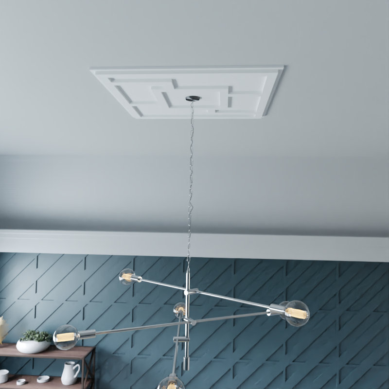 34"OD x 3"ID x 11 3/4"C x 1"P Knox Architectural Grade PVC Contemporary Ceiling Medallion, Two Piece, 1" H x 34" W x 34" D