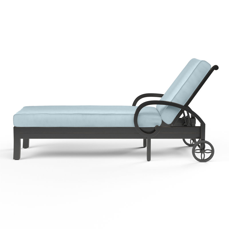 Monterey 81'' Long Reclining Single Chaise Sunbrella® with Cushions, Canvas Skyline Sunbrella®