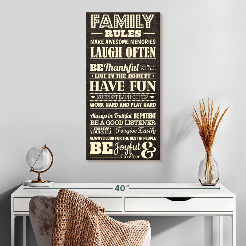Panneau «Family Rules», H 30 po x l 15 po