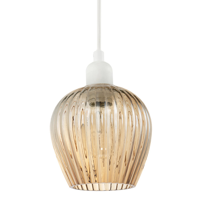 Modern Easy Fit Pendant Lighting Shade With Ridged Fluted Lines By, Gold