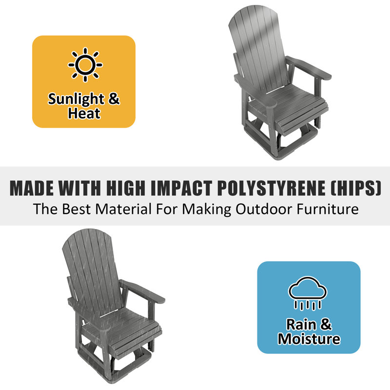 Siège de patio ergonomique pivotant Adirondack, Gris foncé