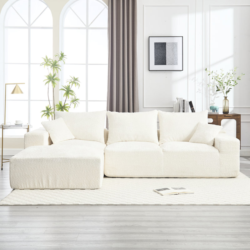 En U avec housse en chenille et conception moderne avec rembourrage en mousse pour plus de confort, Beige