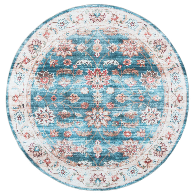 Msrw Arizona 112 Performance Machine Washable Oriental Rug, Round 6'