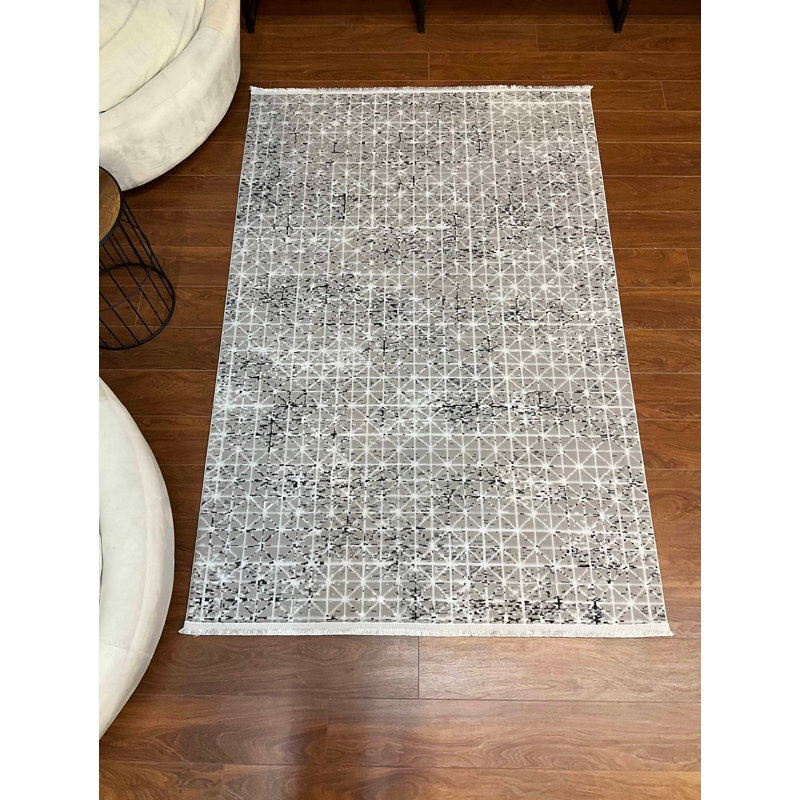 Amiliya Solid Colour Bamboo Slat / Seagrass Area Rug, Rectangle 203.2 x 381cm