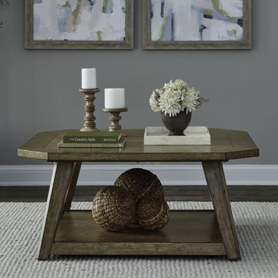 Gertraute Octagonal Cocktail Table w/ Casters