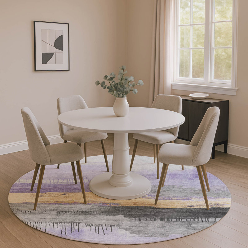Premium Machine Washable Fairwood AMF1880 Modern Rug, Round 8'