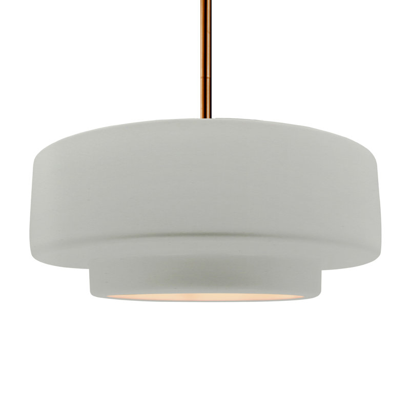 Luminaire suspendu à 1 lumière Meydan - DEL, H 6 po x l 16,25 po x P 16,25 po, Blanc mat, Laiton brossé