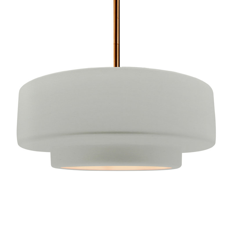 Luminaire suspendu à 1 lumière Meydan, Blanc mat, H 6 po x l 16,25 po x P 16,25 po, Laiton brossé