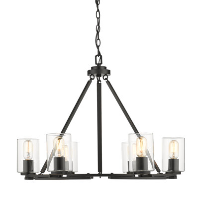 Leithgow 6 - Light Steel Dimmable Round Chandelier