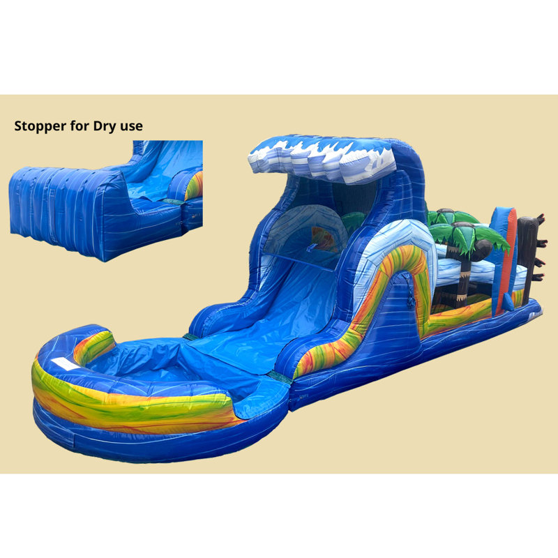 9' x 36' Inflatable Obstacle Course with Water Slide and Air Blower