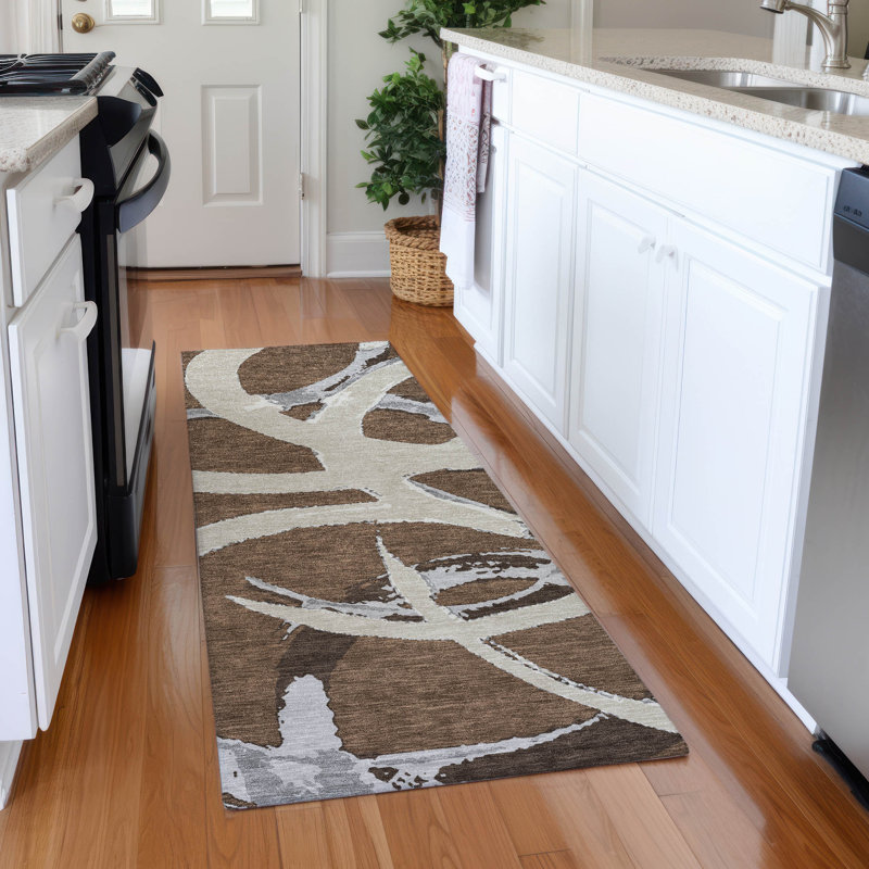 Premium Machine Washable Mayfield AMF1022 Circles Rug, Runner 2'3" x 7'6"