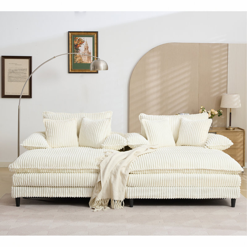 Méridienne double avec 4 coussins pour l'intérieur, Beige