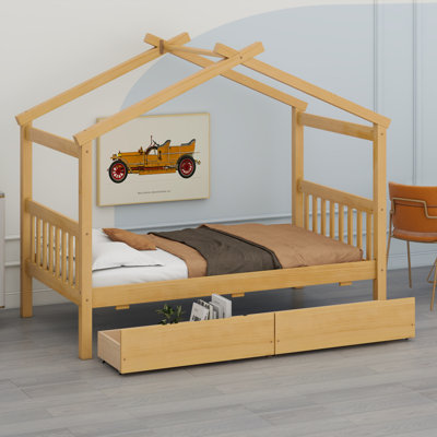 Lit en bois avec tiroirs