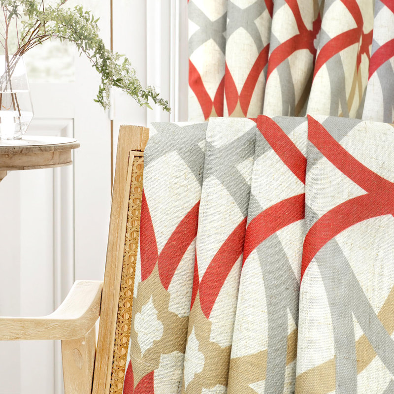 Rideaux isolants et isolants avec œillets Breneisha, Beige / Rouge