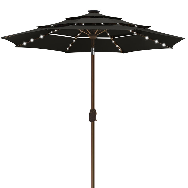 Keensburg 9' Lighted Umbrella, Black