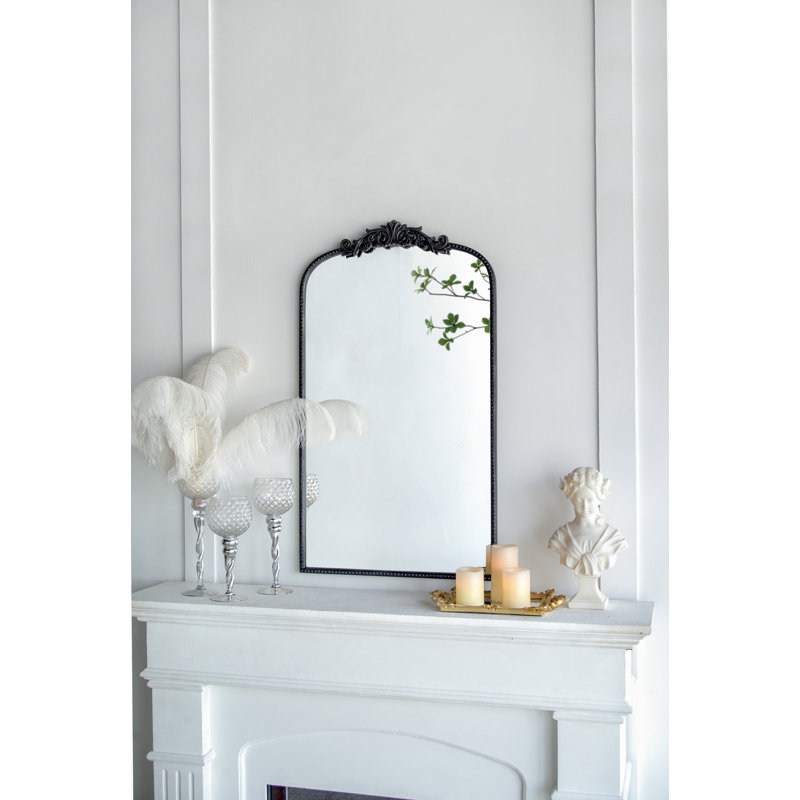 Miroir mural classique avec cadre d'inspiration baroque, 41,7 po x 24 po, Noir, noir, noir, noir