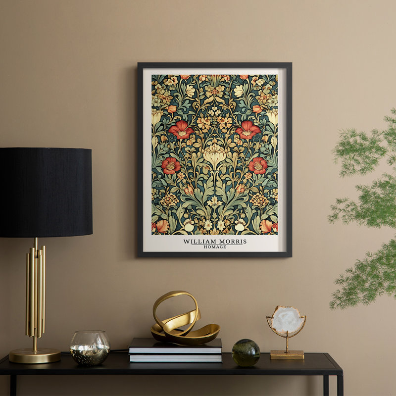 WM MORRIS Series DCCCLXXXVII Framed Print - Solid Wood_HMOAI50889, Black, 11" H x 9" W