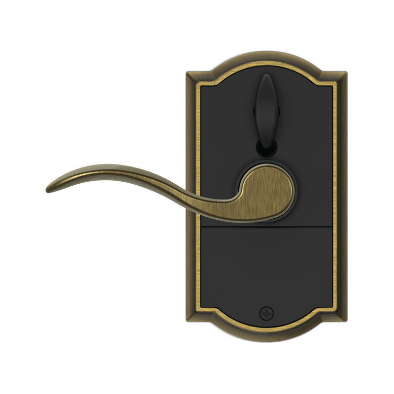 Schlage Touch Keyless Touchscreen Lever with Camelot Trim and Accent Lever, Antique Brass