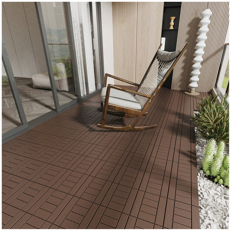 Carreaux de terrasse de style H de 12 po, carreaux de terrasse à emboîtement de module de bricolage, carreaux de cour faciles et rapides à installer pour le porche de la cour arrière du balcon 44 pièces