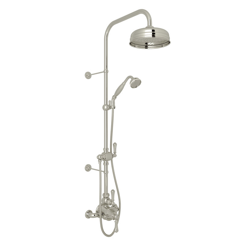 Georgian Era 3/4" Exposed Wall Mount Thermostatic Shower System, Polished Nickel, Lever Handle