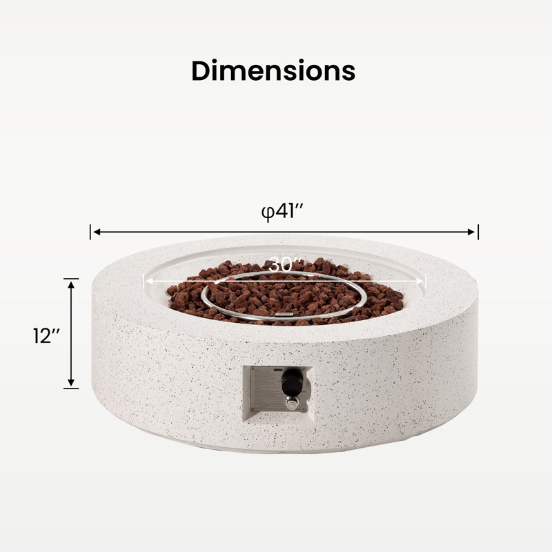 Borgia Concrete Propane Fire Pit Table, Terrazzo White
