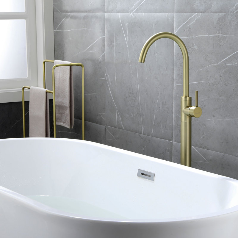 1 Handle Floor Clawfoot Tub Faucet, Brushed Gold