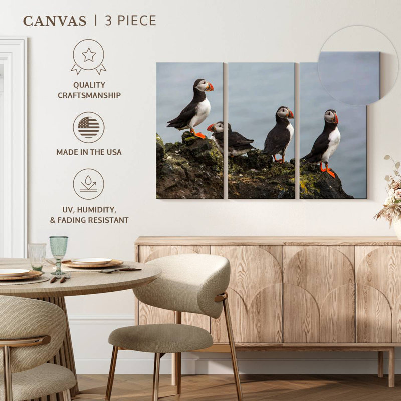 Brampt Puffins On A Rock, 48" H x 74" W
